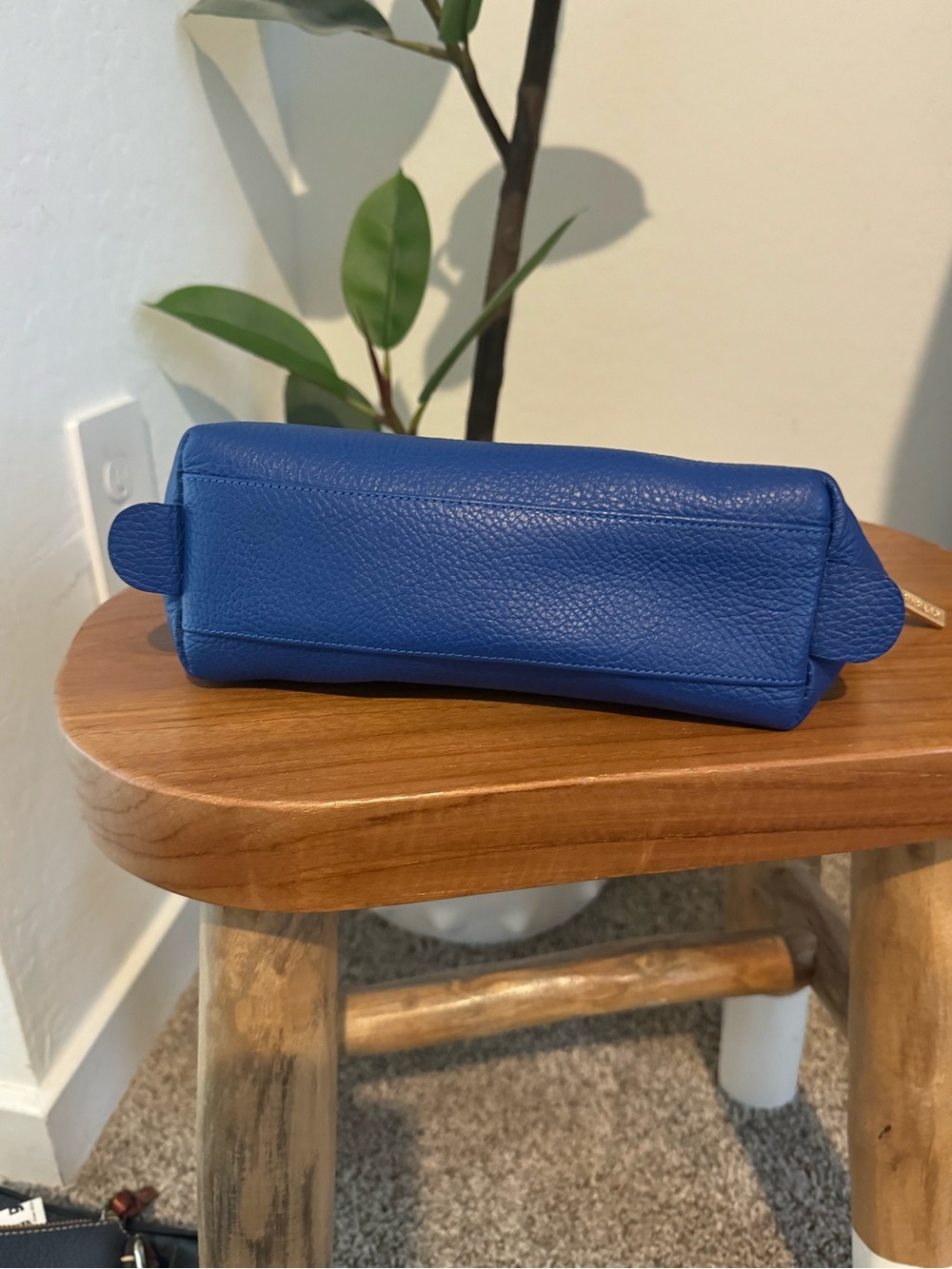 Cuyana Royal Blue Pebbled Leather Cosmetic Pouch - Picture 4 of 5